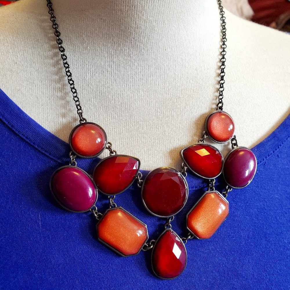 16" Gunmetal Pink and Purple Collar Style Necklace Women Fashion Design Elegant